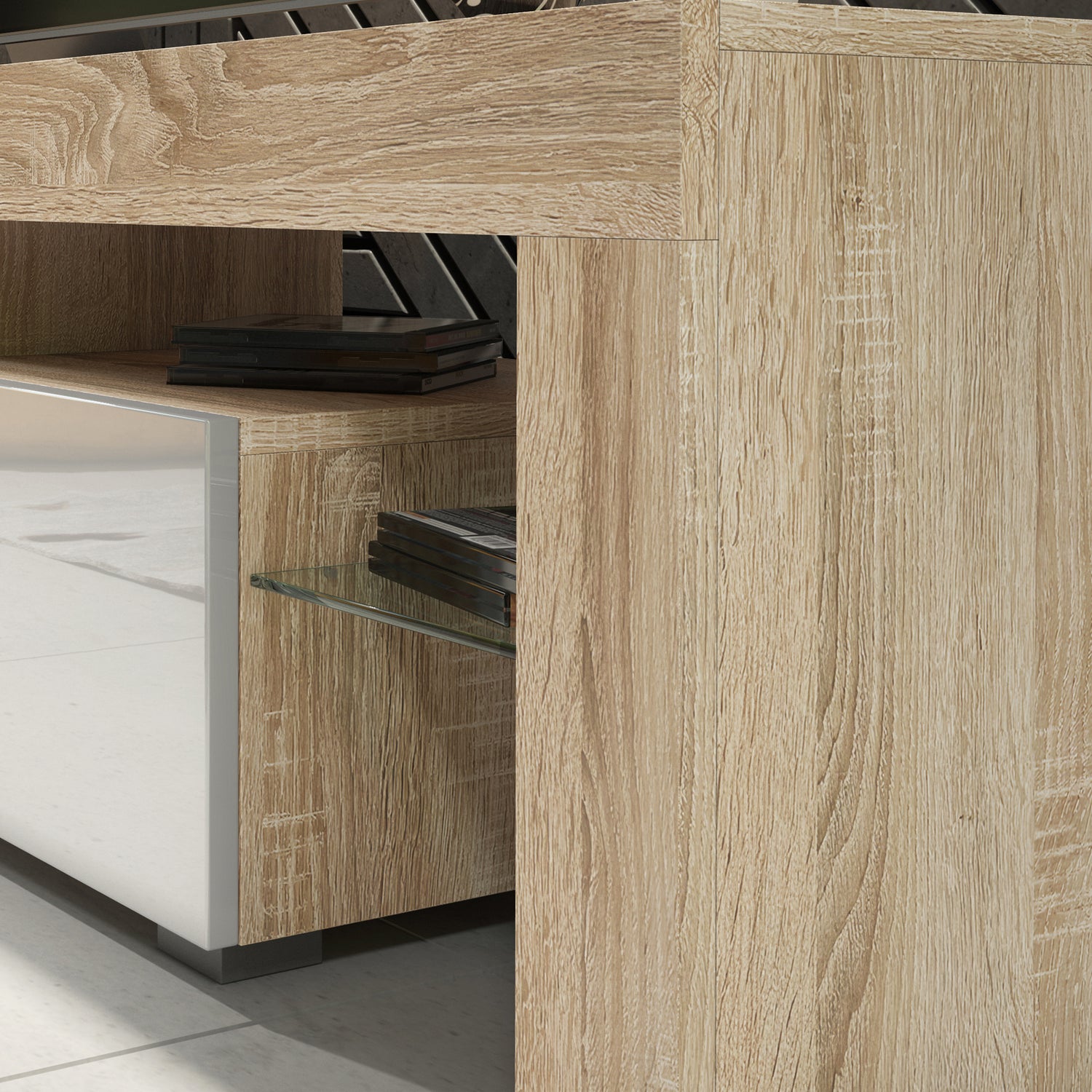 TV Stand – 200cm – High Gloss Doors – LED or Non-LED – Extra-Wide Modern Media Cabinet – LUNARO