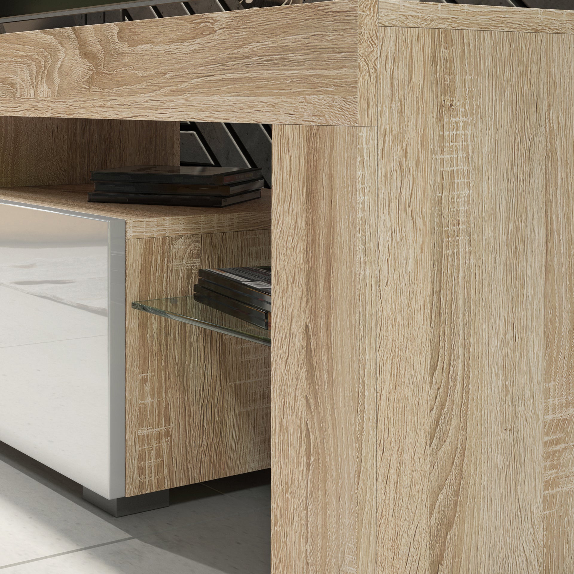 TV Stand – 200cm – High Gloss Doors – LED or Non-LED – Extra-Wide Modern Media Cabinet – LUNARO