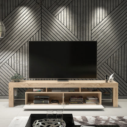 TV Stand – 200cm – High Gloss Doors – LED or Non-LED – Extra-Wide Modern Media Cabinet – LUNARO