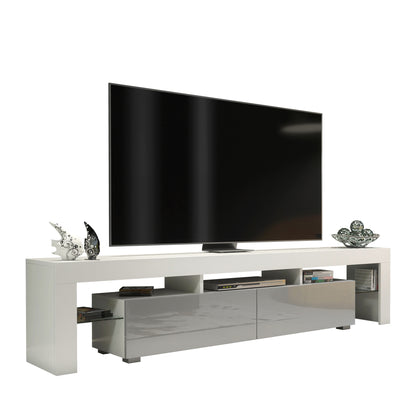 TV Stand – 200cm – High Gloss Doors – LED or Non-LED – Extra-Wide Modern Media Cabinet – LUNARO