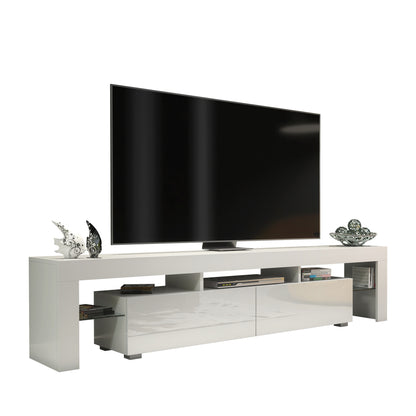 TV Stand – 200cm – High Gloss Doors – LED or Non-LED – Extra-Wide Modern Media Cabinet – LUNARO