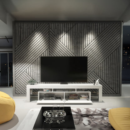 TV Stand – 200cm – High Gloss Doors – LED or Non-LED – Extra-Wide Modern Media Cabinet – LUNARO