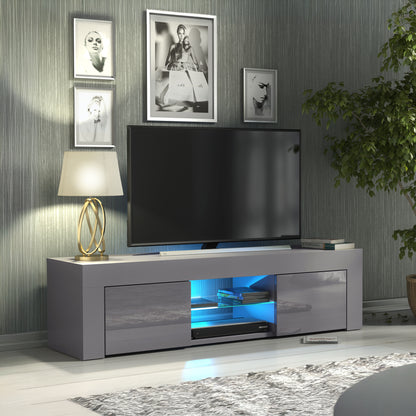 TV Stand – 130cm – High Gloss Doors – LED or Non-LED – Modern Media Cabinet  – LUNARO