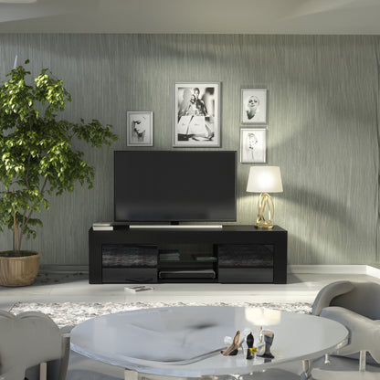 TV Stand – 130cm – High Gloss Doors – LED or Non-LED – Modern Media Cabinet  – LUNARO