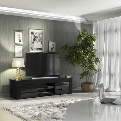 TV Stand – 130cm – High Gloss Doors – LED or Non-LED – Modern Media Cabinet  – LUNARO