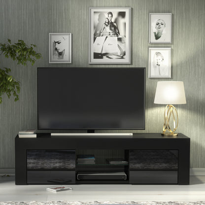 TV Stand – 130cm – High Gloss Doors – LED or Non-LED – Modern Media Cabinet  – LUNARO