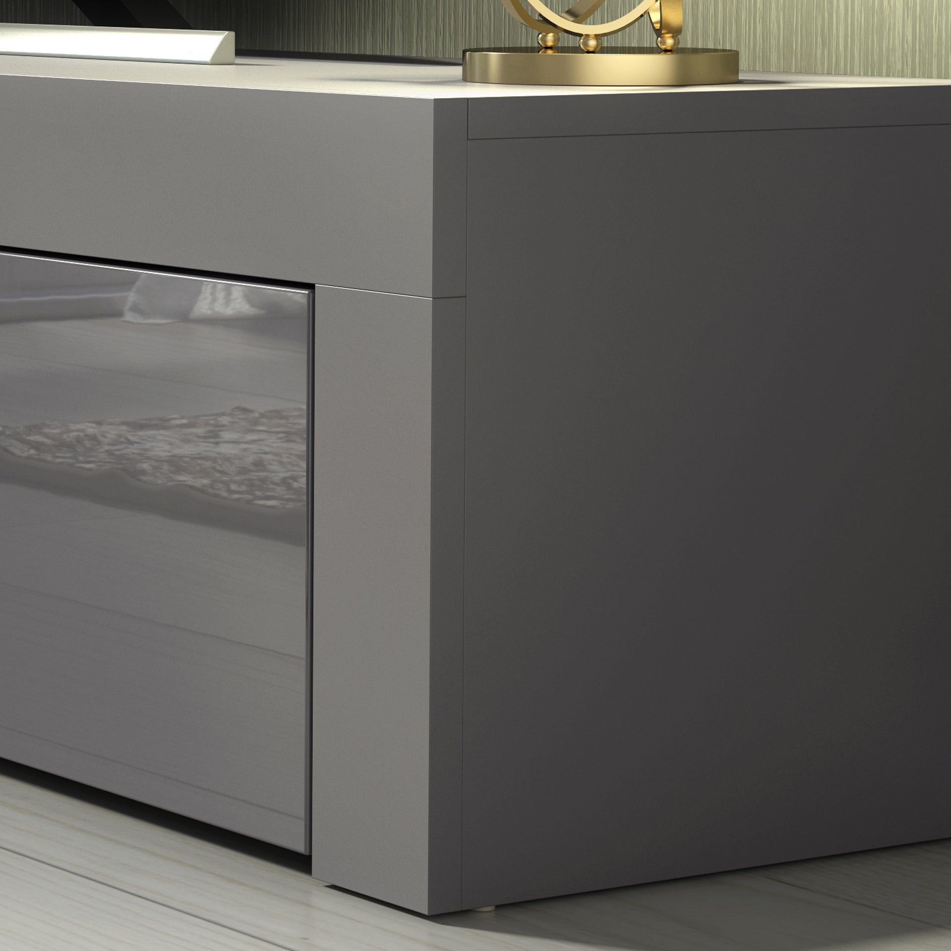 TV Stand – 130cm – High Gloss Doors – LED or Non-LED – Modern Media Cabinet  – LUNARO