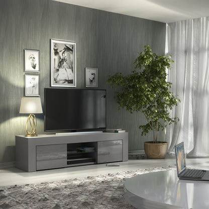 TV Stand – 130cm – High Gloss Doors – LED or Non-LED – Modern Media Cabinet  – LUNARO
