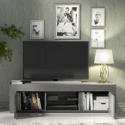 TV Stand – 130cm – High Gloss Doors – LED or Non-LED – Modern Media Cabinet  – LUNARO