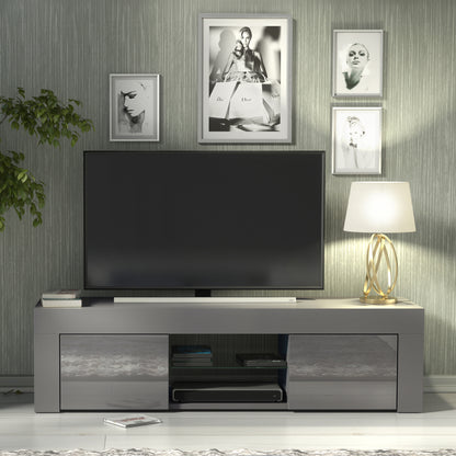 TV Stand – 130cm – High Gloss Doors – LED or Non-LED – Modern Media Cabinet  – LUNARO