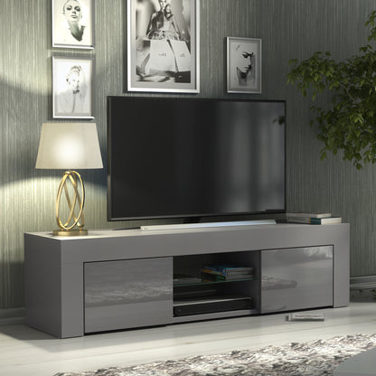 TV Stand – 130cm – High Gloss Doors – LED or Non-LED – Modern Media Cabinet  – LUNARO