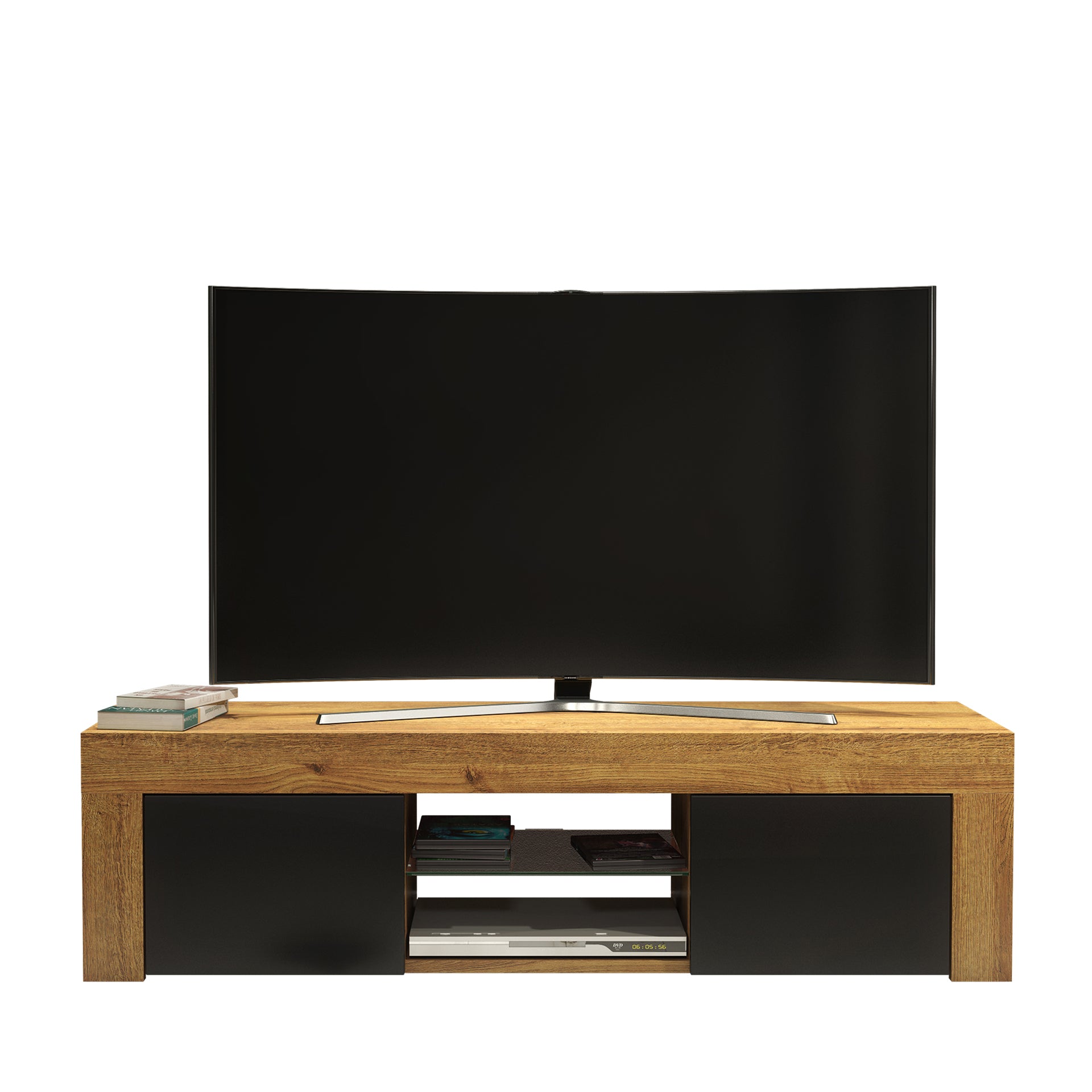 TV Stand – 130cm – High Gloss Doors – LED or Non-LED – Modern Media Cabinet  – LUNARO