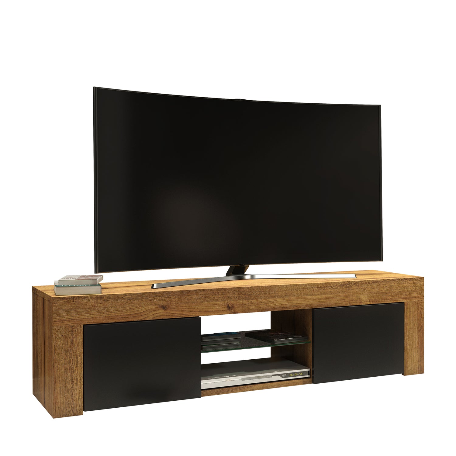 TV Stand – 130cm – High Gloss Doors – LED or Non-LED – Modern Media Cabinet  – LUNARO