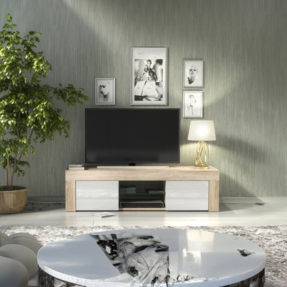 TV Stand – 130cm – High Gloss Doors – LED or Non-LED – Modern Media Cabinet  – LUNARO