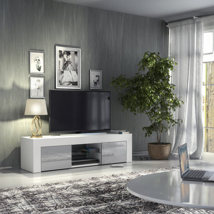 TV Stand – 130cm – High Gloss Doors – LED or Non-LED – Modern Media Cabinet  – LUNARO