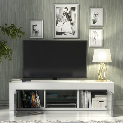 TV Stand – 130cm – High Gloss Doors – LED or Non-LED – Modern Media Cabinet  – LUNARO