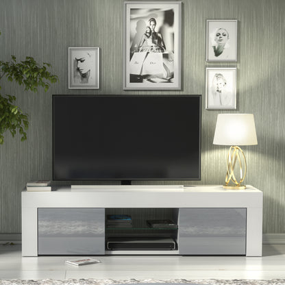 TV Stand – 130cm – High Gloss Doors – LED or Non-LED – Modern Media Cabinet  – LUNARO