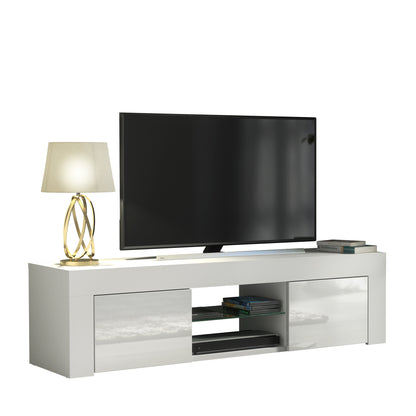 TV Stand – 130cm – High Gloss Doors – LED or Non-LED – Modern Media Cabinet  – LUNARO