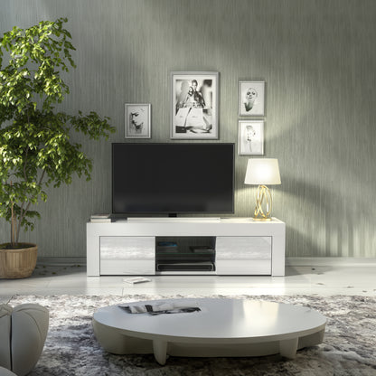 TV Stand – 130cm – High Gloss Doors – LED or Non-LED – Modern Media Cabinet  – LUNARO