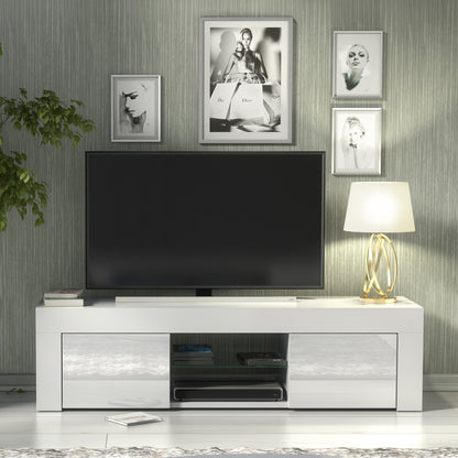TV Stand – 130cm – High Gloss Doors – LED or Non-LED – Modern Media Cabinet  – LUNARO