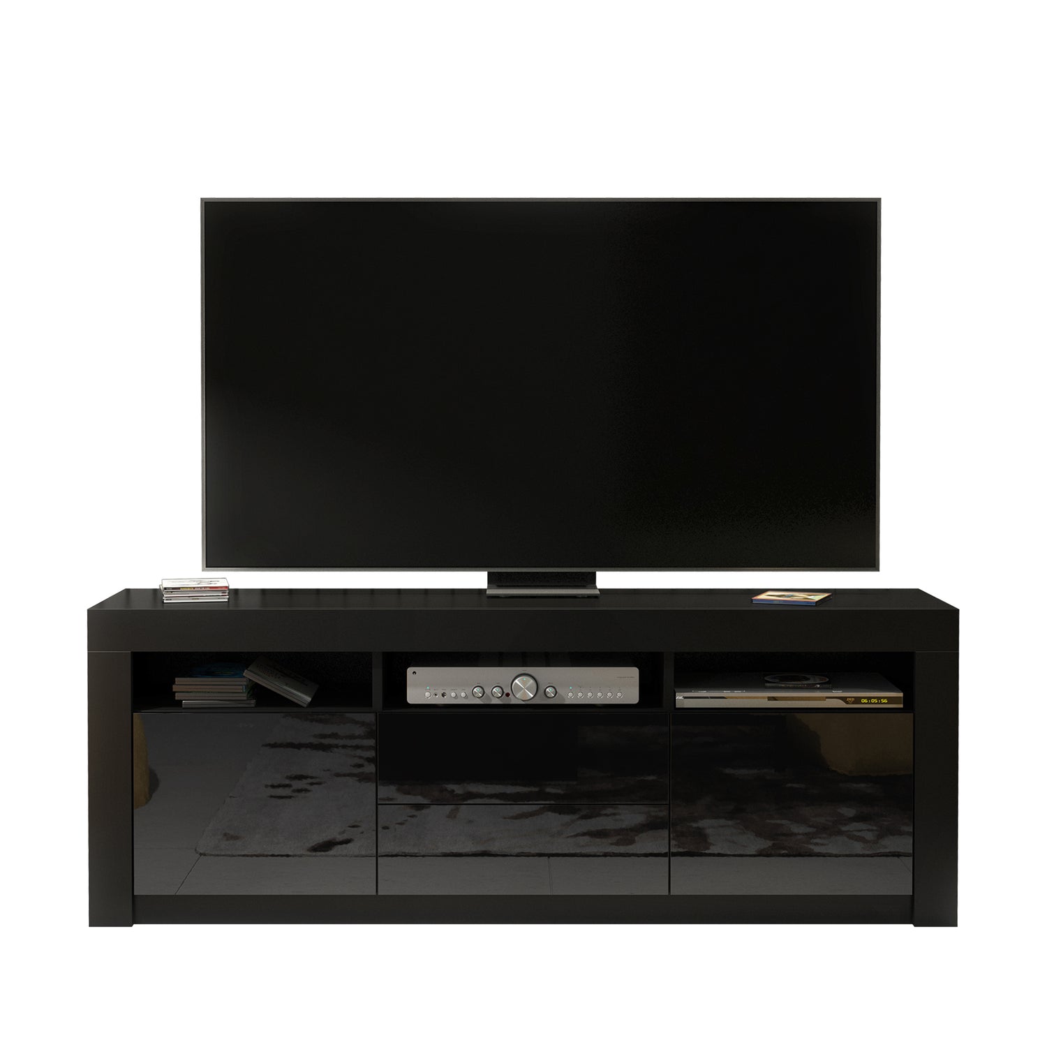TV Stand – 160cm – High Gloss Doors – LED or Non-LED – Modern Storage Cabinet – LUNARO