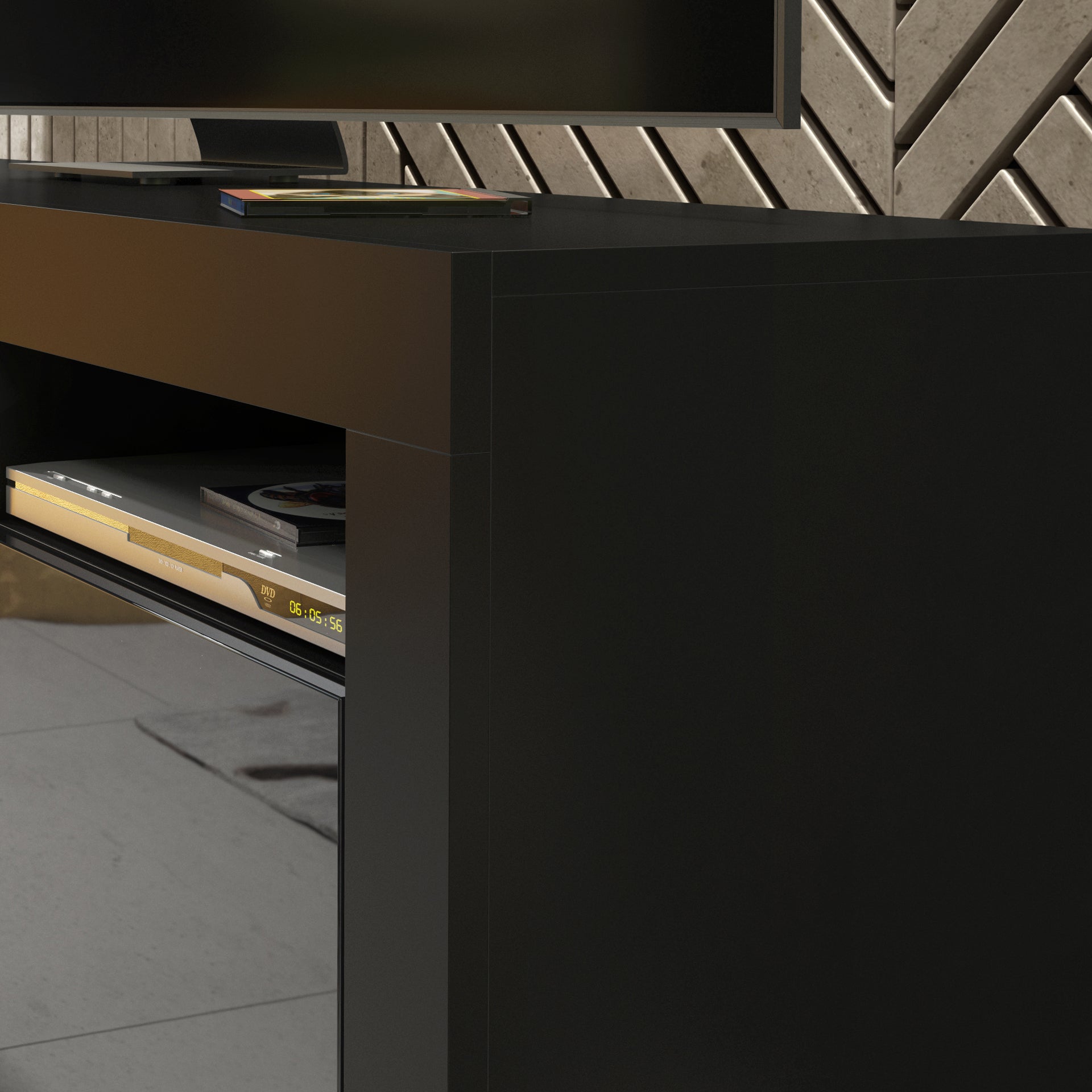 TV Stand – 160cm – High Gloss Doors – LED or Non-LED – Modern Storage Cabinet – LUNARO