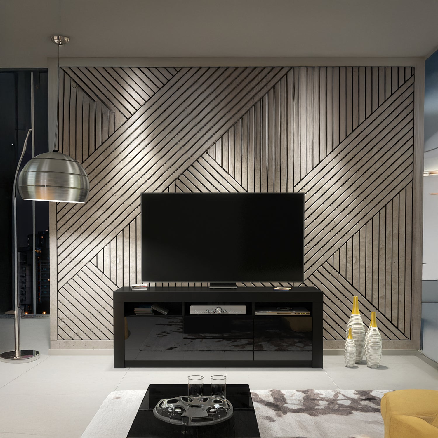 TV Stand – 160cm – High Gloss Doors – LED or Non-LED – Modern Storage Cabinet – LUNARO