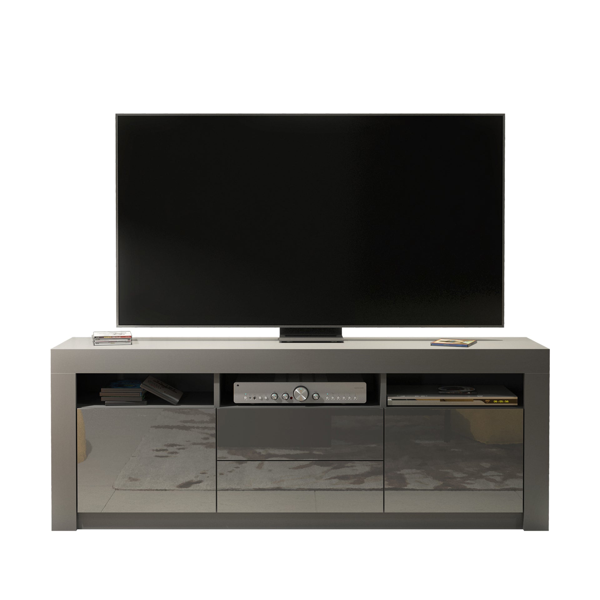 TV Stand – 160cm – High Gloss Doors – LED or Non-LED – Modern Storage Cabinet – LUNARO