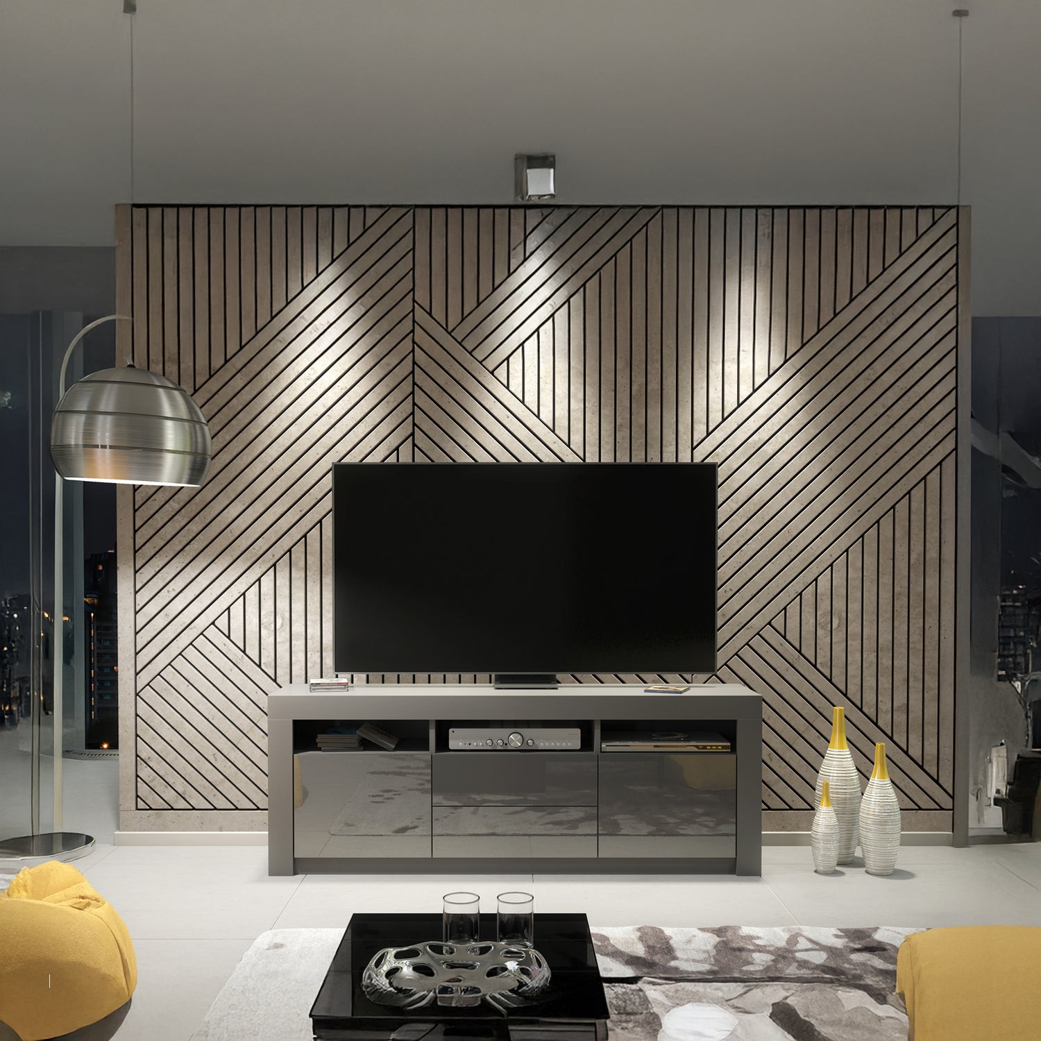 TV Stand – 160cm – High Gloss Doors – LED or Non-LED – Modern Storage Cabinet – LUNARO