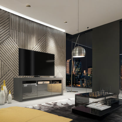 TV Stand – 160cm – High Gloss Doors – LED or Non-LED – Modern Storage Cabinet – LUNARO