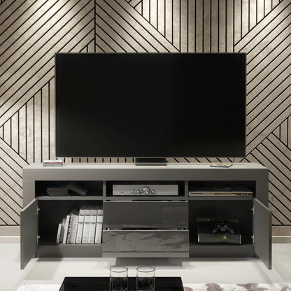 TV Stand – 160cm – High Gloss Doors – LED or Non-LED – Modern Storage Cabinet – LUNARO