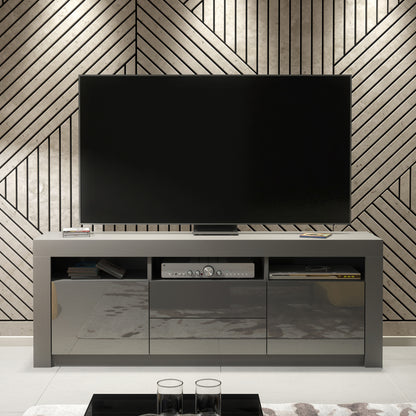 TV Stand – 160cm – High Gloss Doors – LED or Non-LED – Modern Storage Cabinet – LUNARO