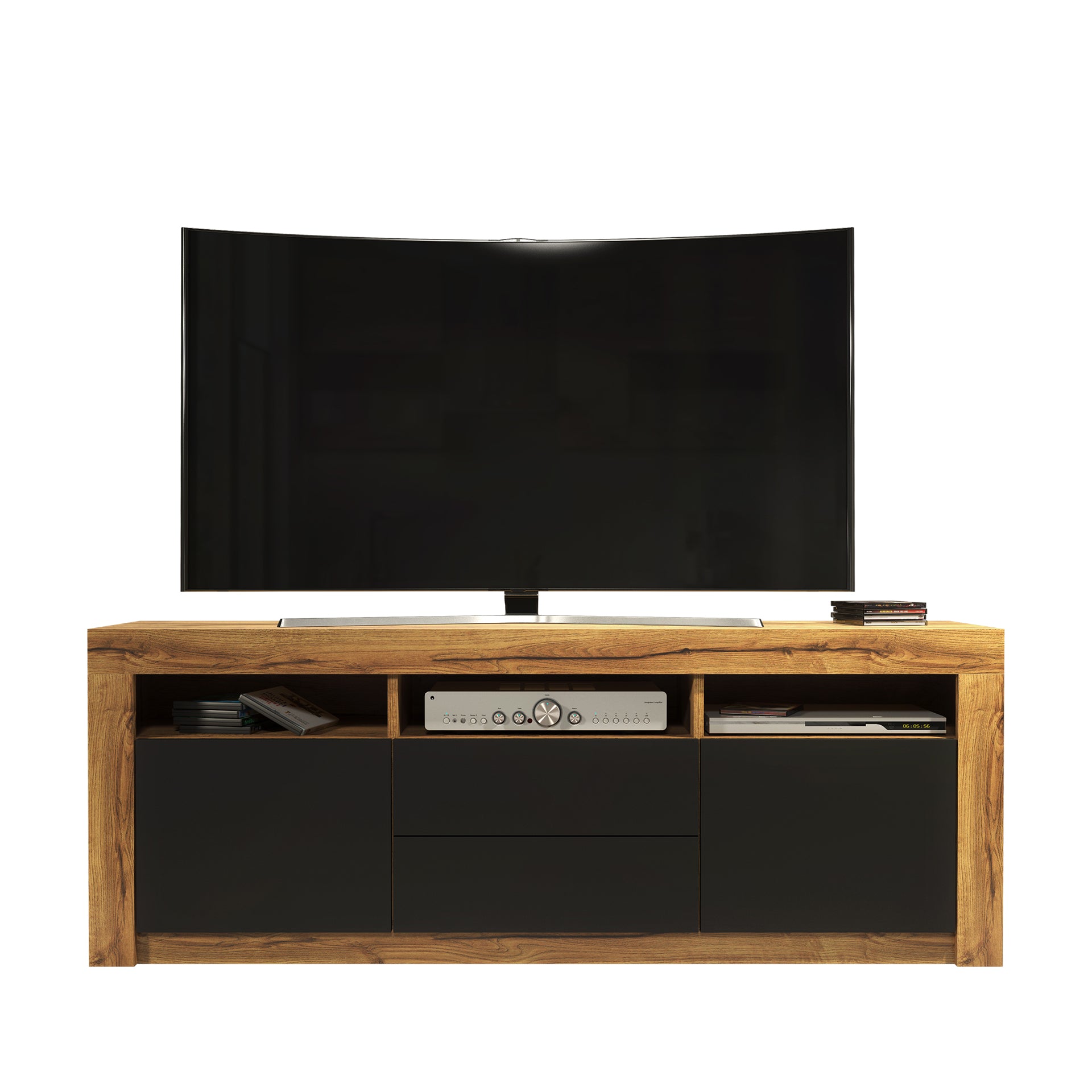 TV Stand – 160cm – High Gloss Doors – LED or Non-LED – Modern Storage Cabinet – LUNARO