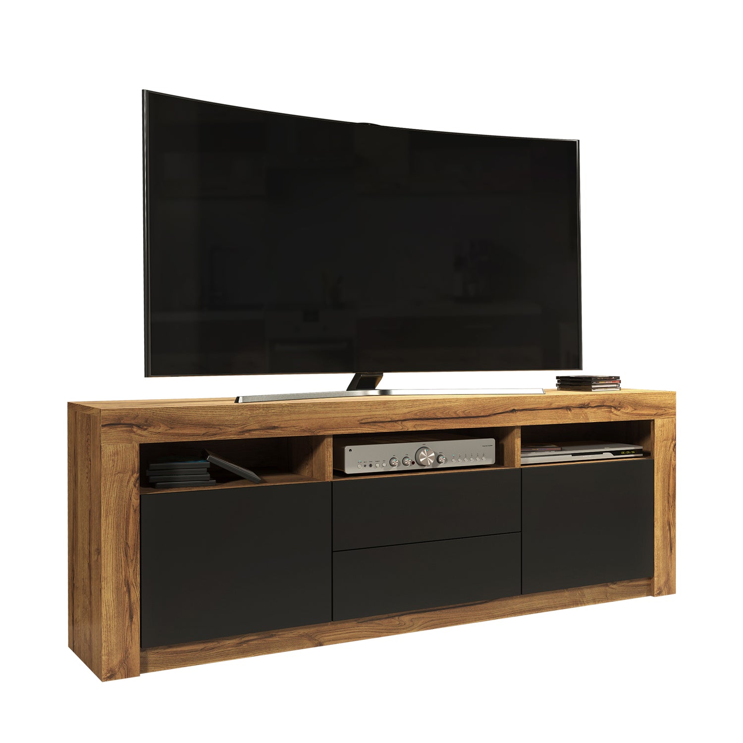 TV Stand – 160cm – High Gloss Doors – LED or Non-LED – Modern Storage Cabinet – LUNARO
