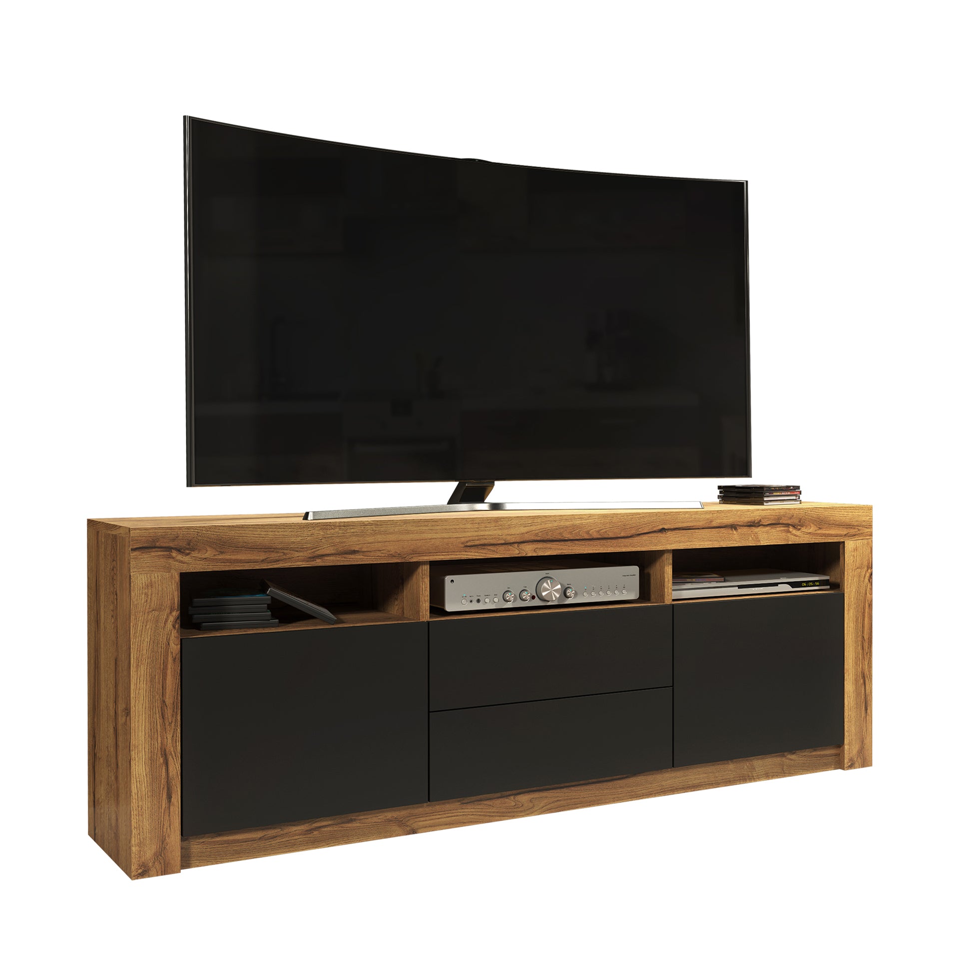 TV Stand – 160cm – High Gloss Doors – LED or Non-LED – Modern Storage Cabinet – LUNARO