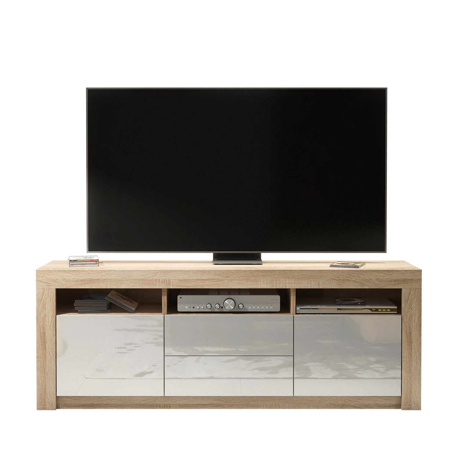 TV Stand – 160cm – High Gloss Doors – LED or Non-LED – Modern Storage Cabinet – LUNARO