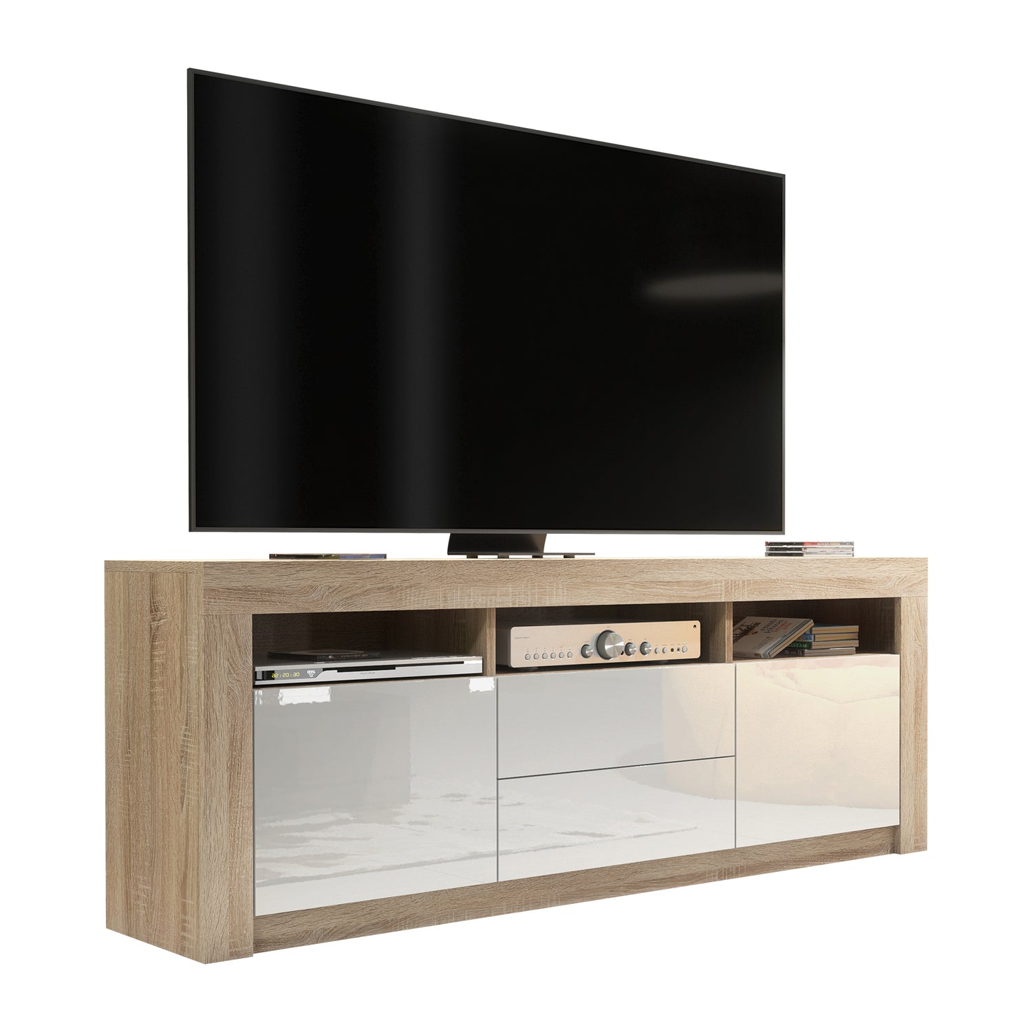 TV Stand – 160cm – High Gloss Doors – LED or Non-LED – Modern Storage Cabinet – LUNARO