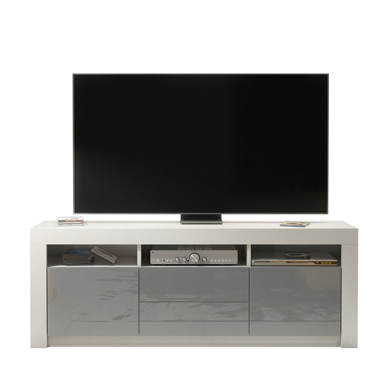TV Stand – 160cm – High Gloss Doors – LED or Non-LED – Modern Storage Cabinet – LUNARO