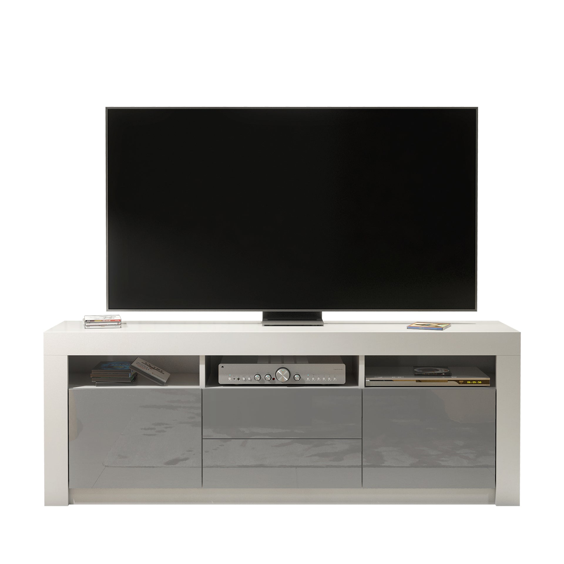 TV Stand – 160cm – High Gloss Doors – LED or Non-LED – Modern Storage Cabinet – LUNARO