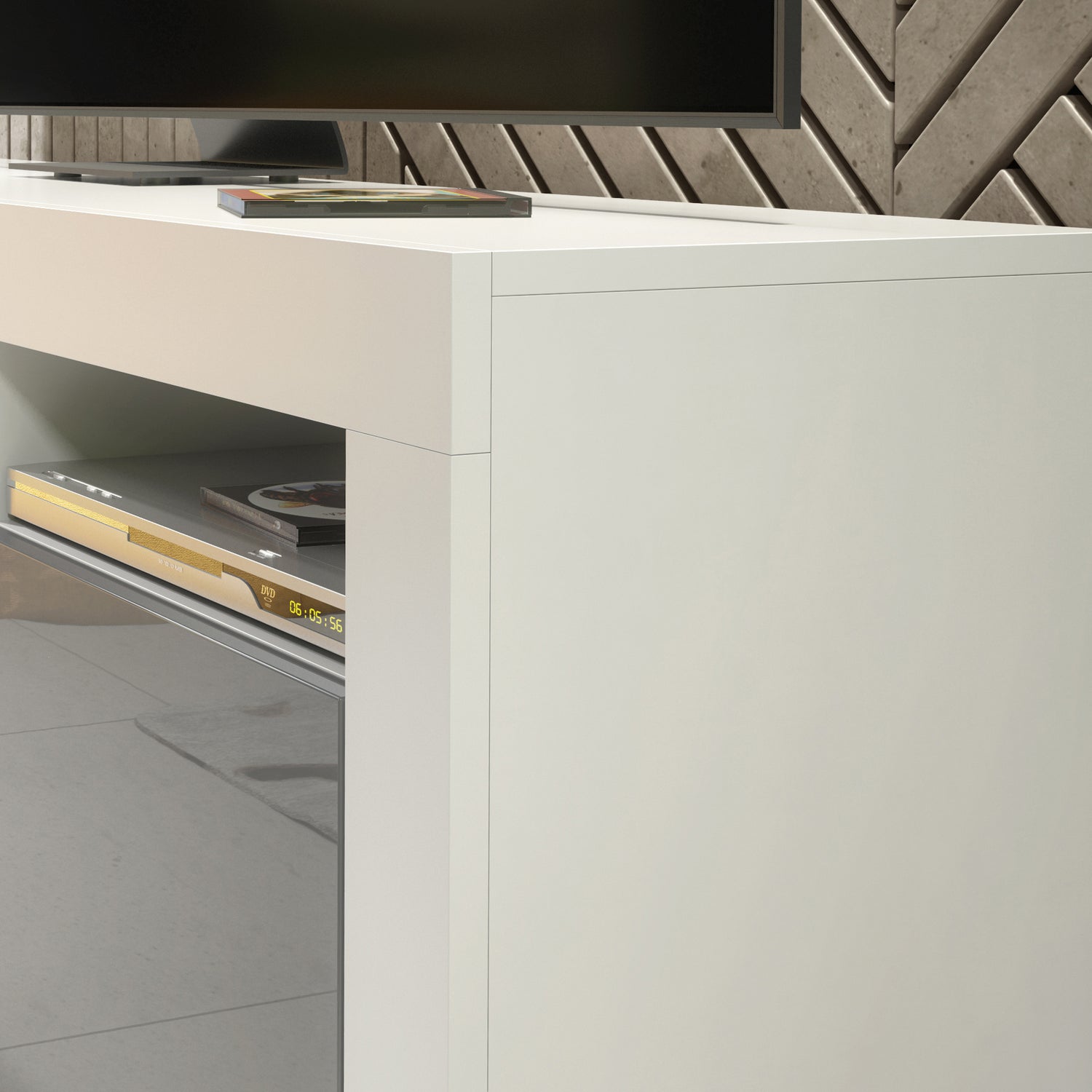 TV Stand – 160cm – High Gloss Doors – LED or Non-LED – Modern Storage Cabinet – LUNARO