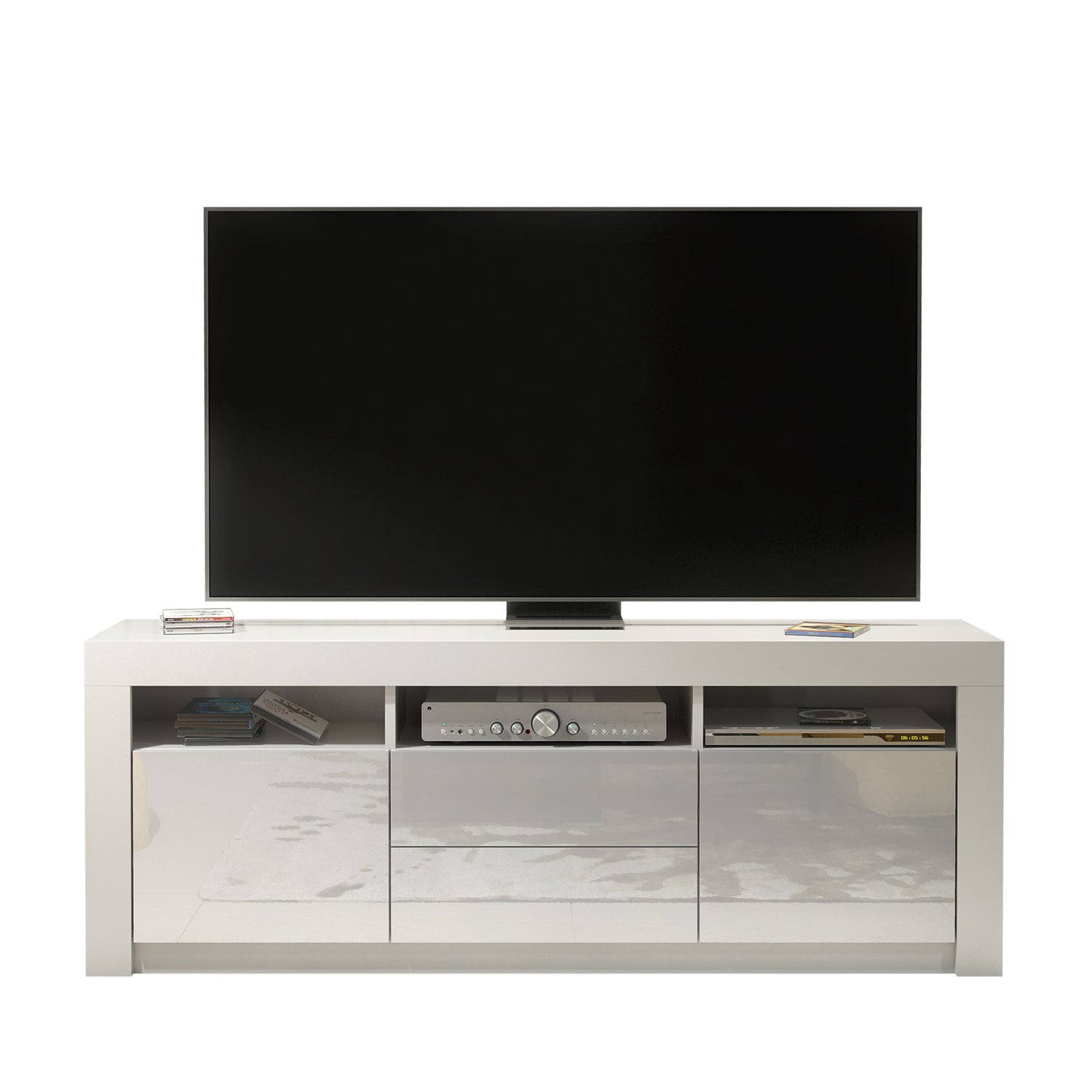TV Stand – 160cm – High Gloss Doors – LED or Non-LED – Modern Storage Cabinet – LUNARO