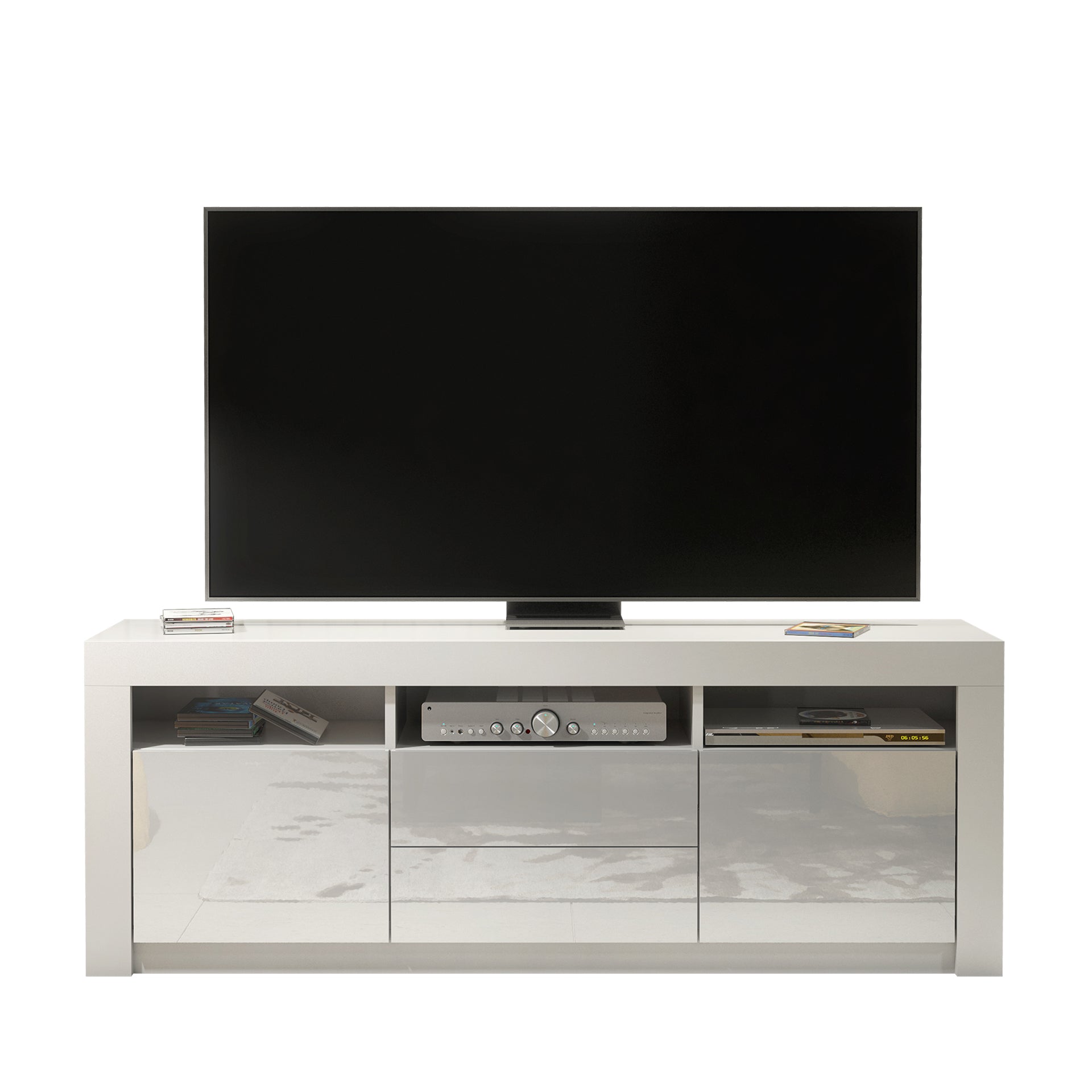 TV Stand – 160cm – High Gloss Doors – LED or Non-LED – Modern Storage Cabinet – LUNARO