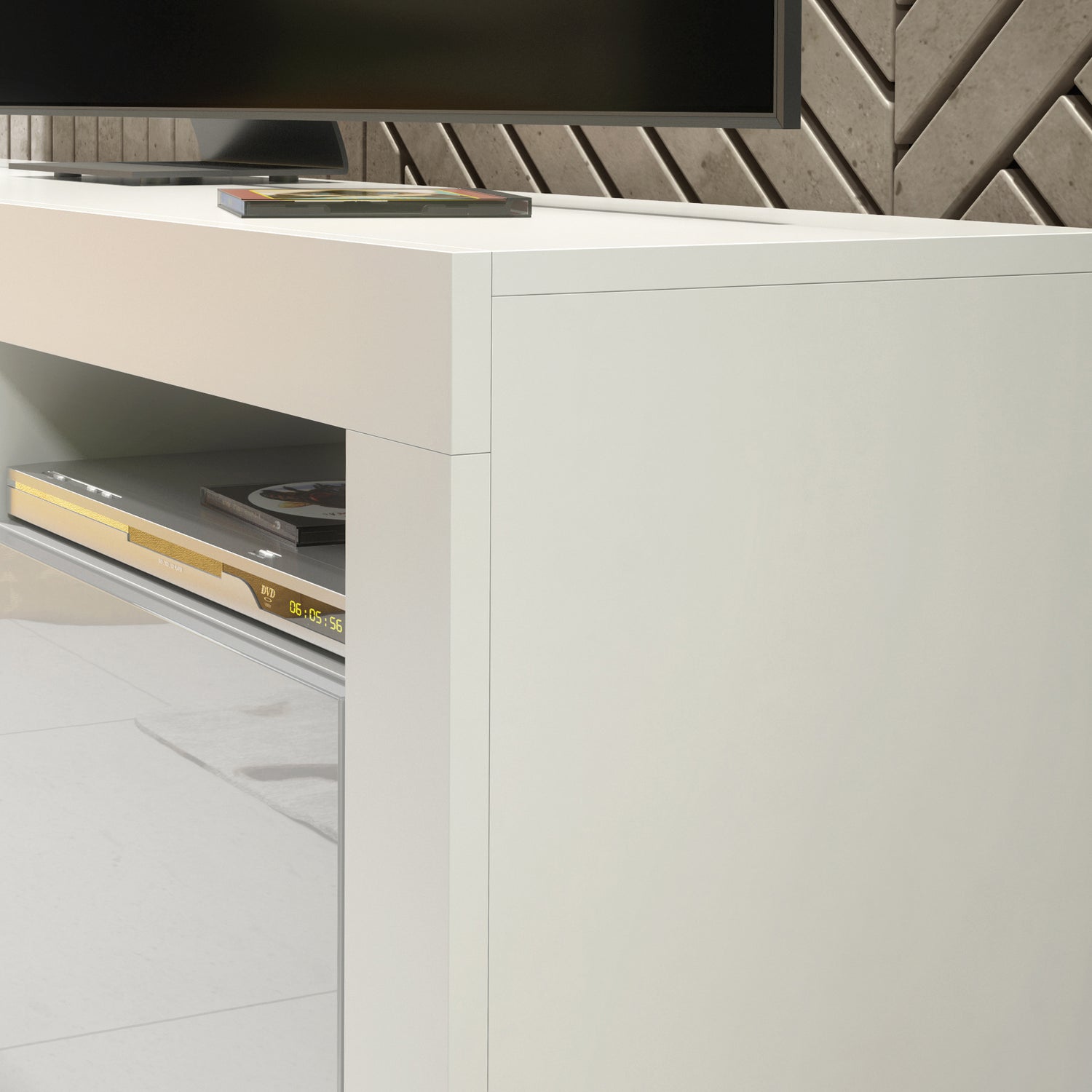 TV Stand – 160cm – High Gloss Doors – LED or Non-LED – Modern Storage Cabinet – LUNARO