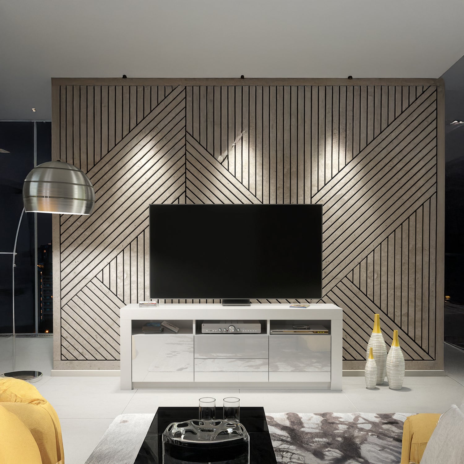 TV Stand – 160cm – High Gloss Doors – LED or Non-LED – Modern Storage Cabinet – LUNARO