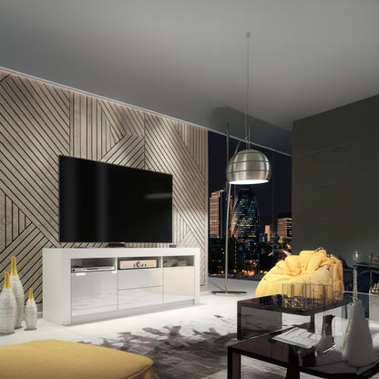 TV Stand – 160cm – High Gloss Doors – LED or Non-LED – Modern Storage Cabinet – LUNARO