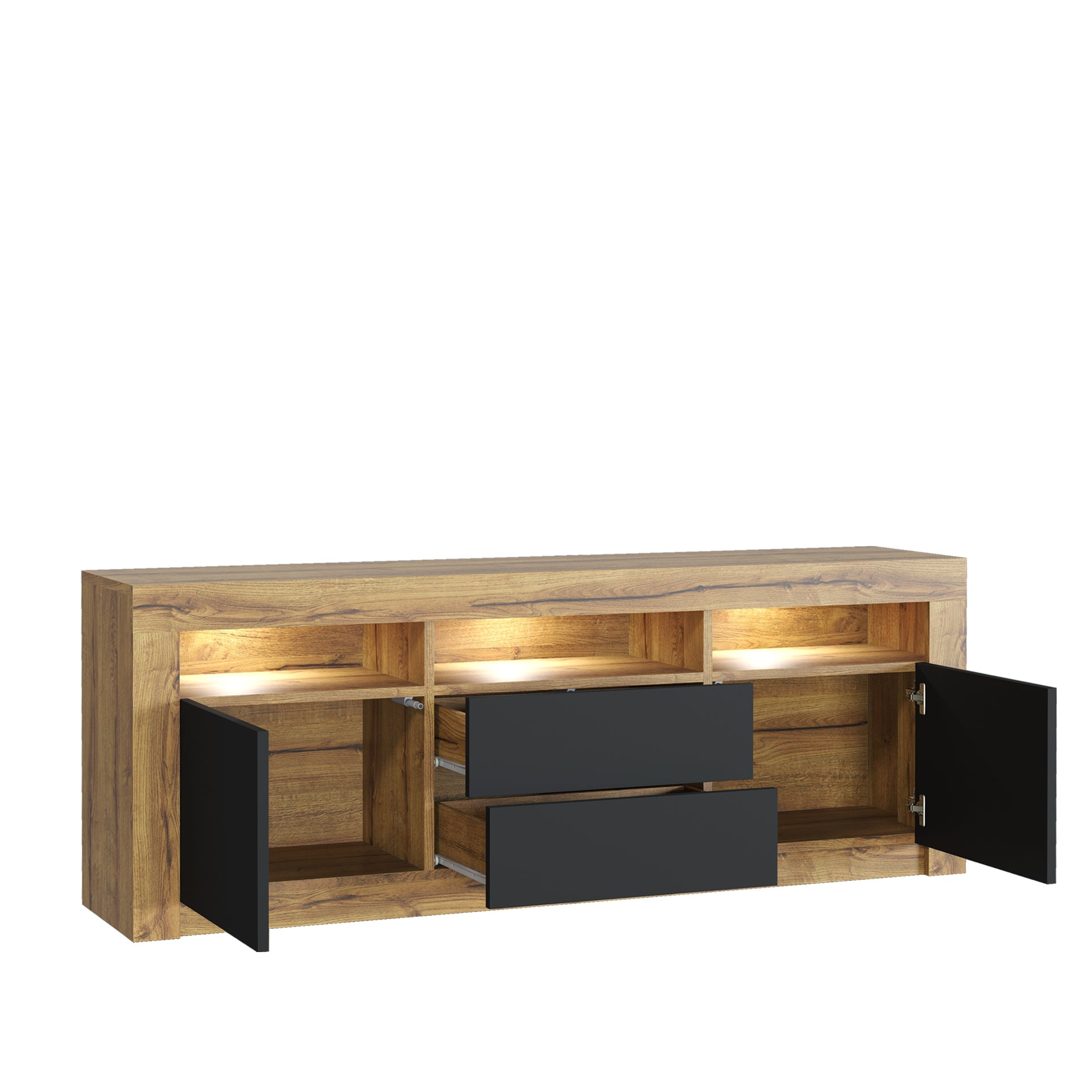 TV Stand – 160cm – High Gloss Doors – LED or Non-LED – Modern Storage Cabinet – LUNARO