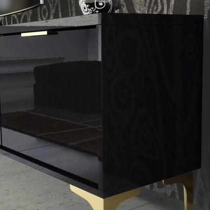TV Stand – 200cm – High Gloss Finish – Gold Legs – Storage Cabinet – LUMINO Collection