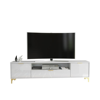 TV Stand – 200cm – High Gloss Finish – Gold Legs – Storage Cabinet – LUMINO Collection