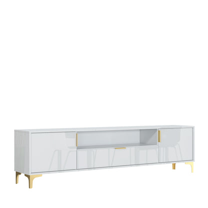 TV Stand – 200cm – High Gloss Finish – Gold Legs – Storage Cabinet – LUMINO Collection