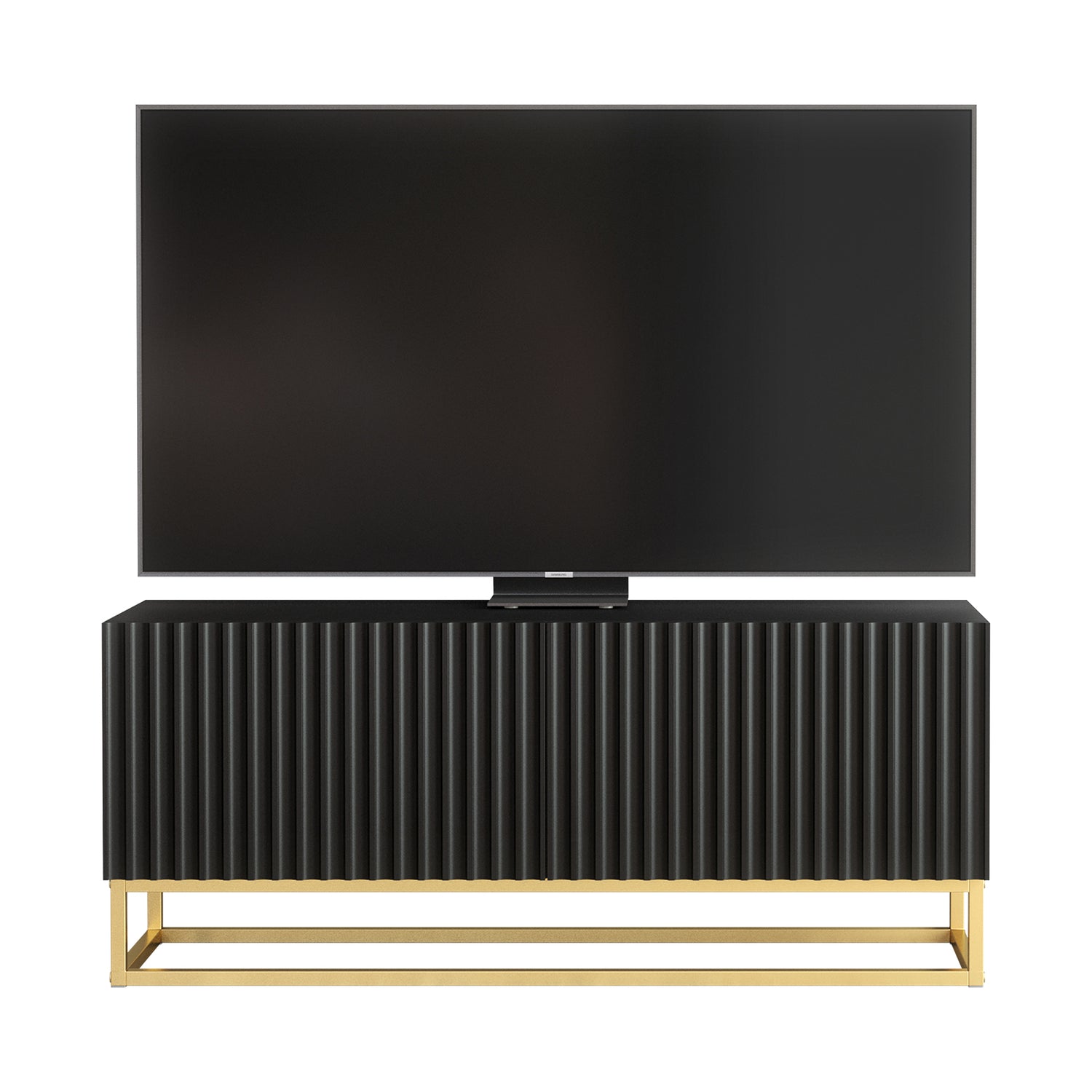 TV Stand – 100cm – Fluted Doors – Gold Base – Compact Media Cabinet – VESTA Collection